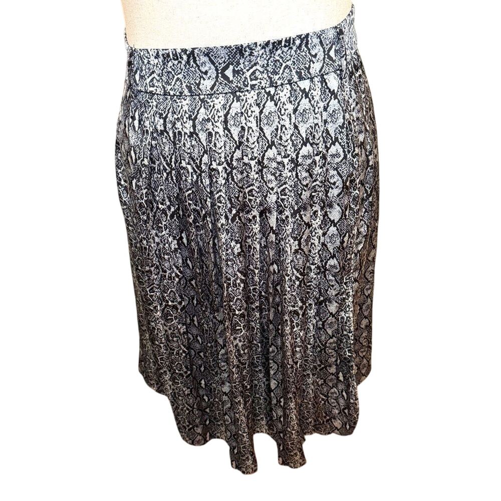 Molly Bracken skirt midi length pleated snakeskin lined with high slit Sz Small